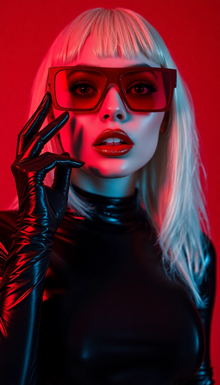 Free Y2K Woman Fashion Model in Black and Red iPhone Dynamic Background